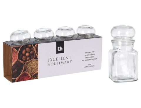 Μύλοι Και Δοχεία Μπαχαρικών Storage Jar Eh Glass 150Ml 4Pcs Cf5000660