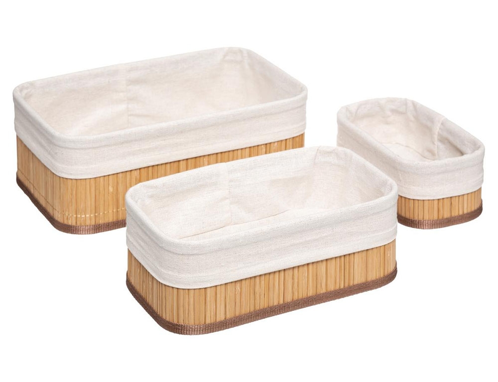 Organizers & Θήκες Τακτοποίησης Basket Set X3 Natural Bamboo
