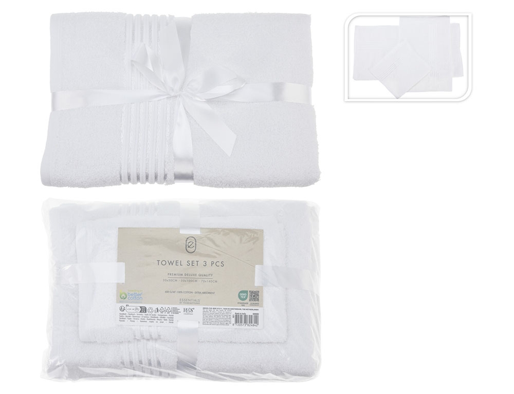 Πετσέτες Μπάνιου Towel Set Of 3 Sizes White Hd1001240