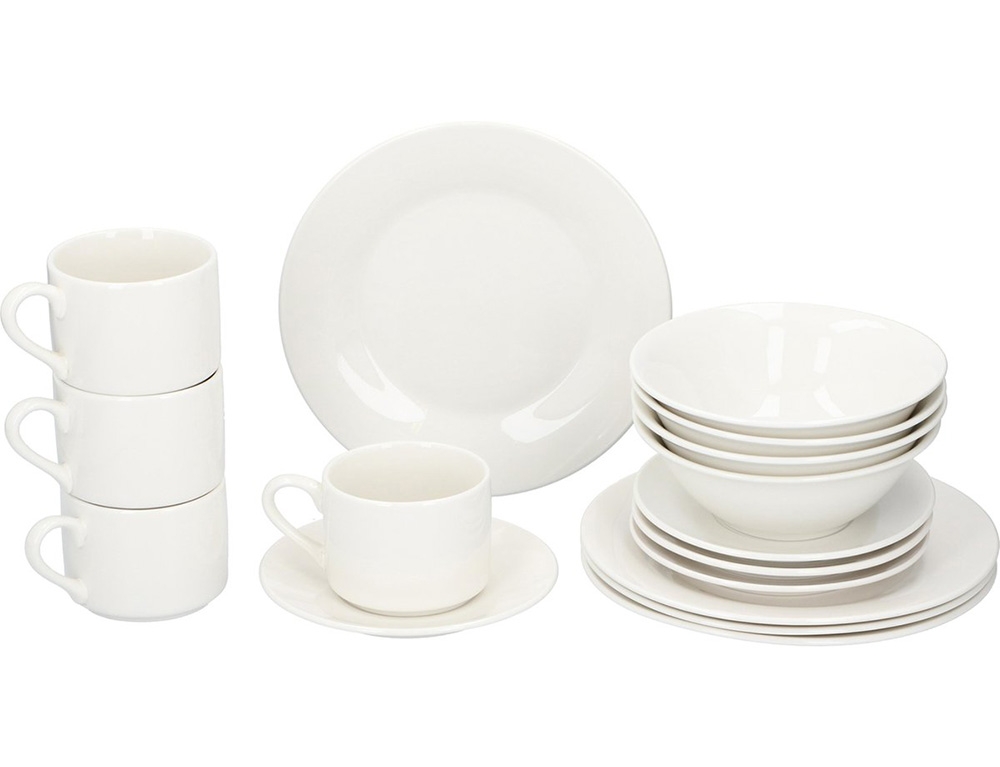 Πιάτα - Σετ Δείπνου/Καφέ Breakfast Set Alpina 16Pcs White Sw Cb D20