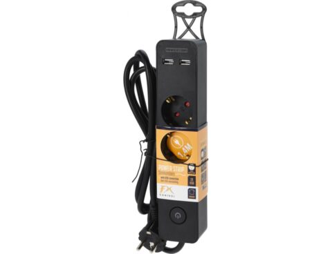 Πολύμπριζα Power Socket 3Way 2 Usb Black Kt9000020