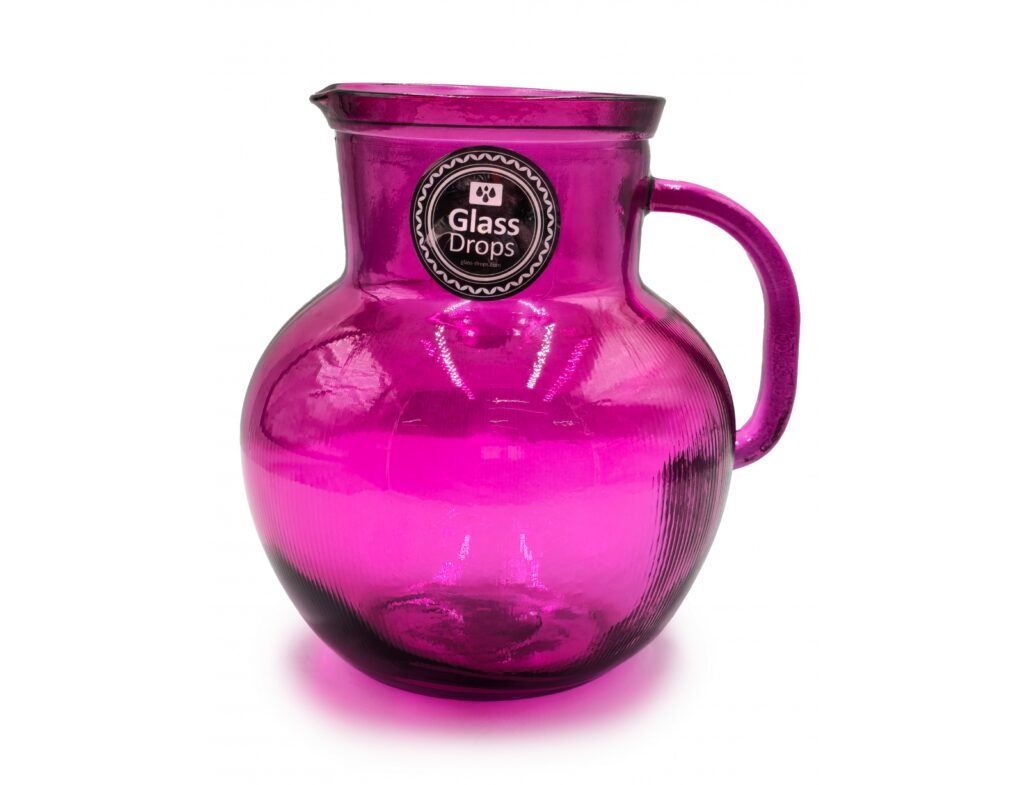 Ποτήρια, Κούπες & Κανάτες Kanata Glass Drops Ribbed 2,3L Magenta