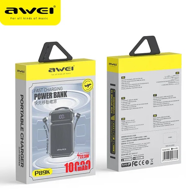 Powerbank - P89K - 10.000mah - AWEI - 007931 - Purple