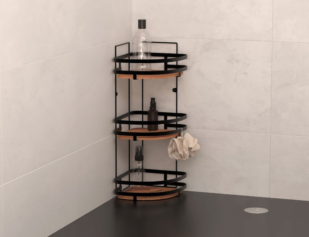 Ραφιέρες Ντουζ 3Lvl Angle Shelf Blackacia