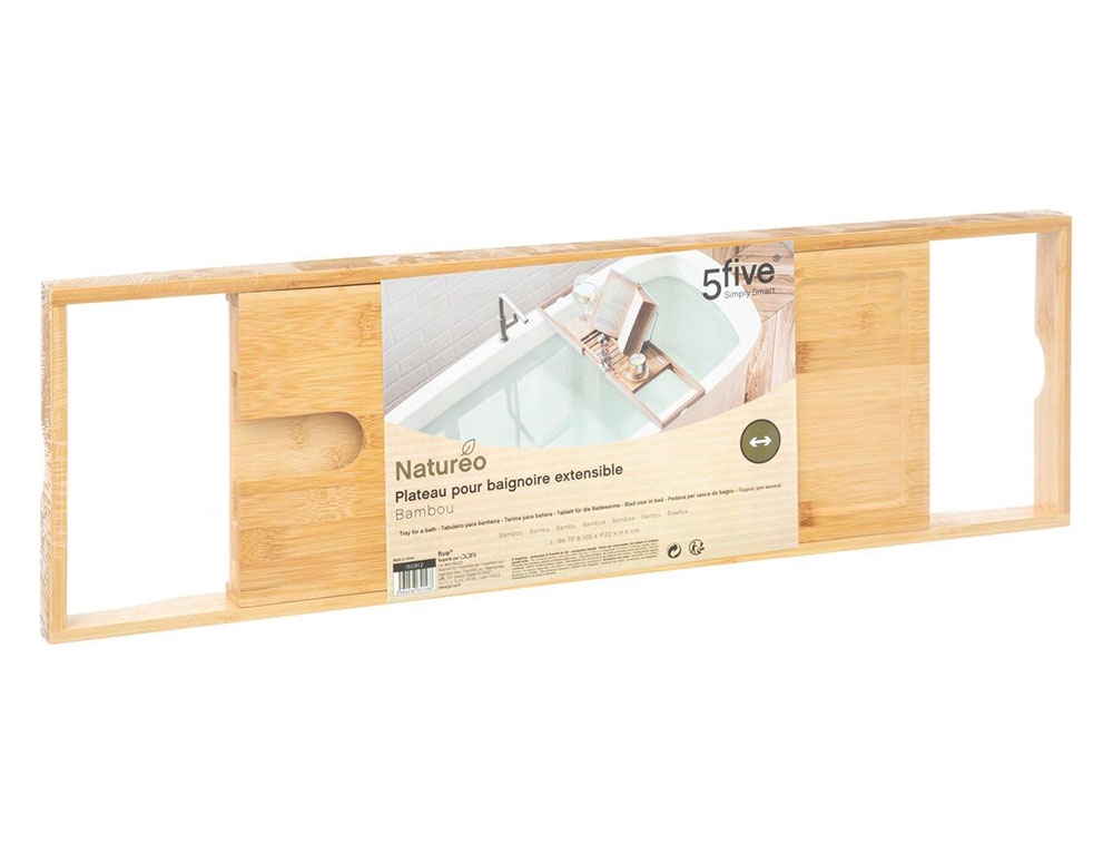 Ραφιέρες Ντουζ Extensible Bath Plate Bambou Five 160912