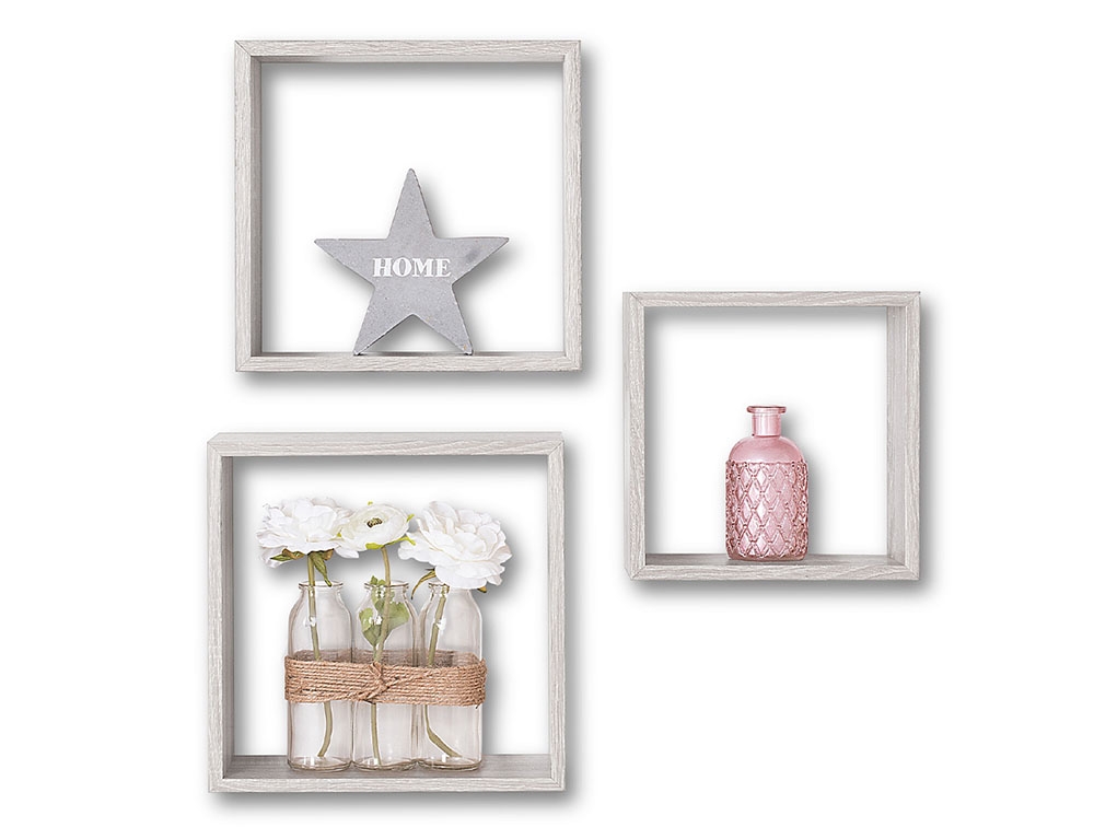 Ραφιέρες/Ράφια Τοίχου Wall Shelf Cube Oak Grey L X3 138957D