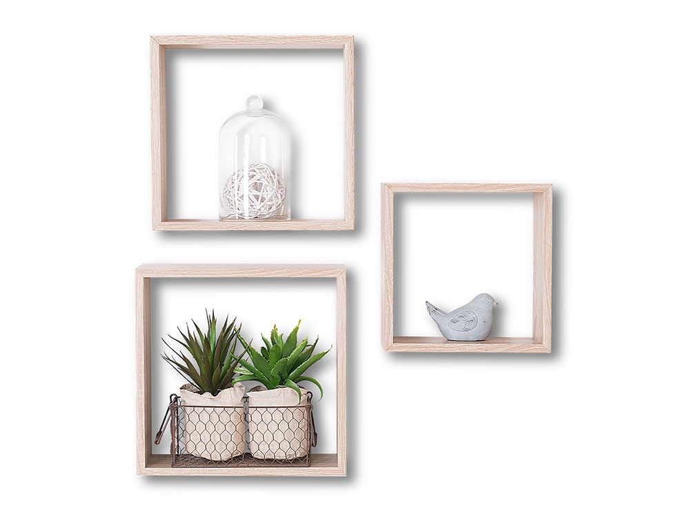 Ραφιέρες/Ράφια Τοίχου Wall Shelf Cube Oak Nat L X3 138957C