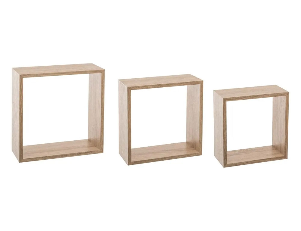 Ραφιέρες/Ράφια Τοίχου Wall Shelf Cube Oak Nat L X3 138957C