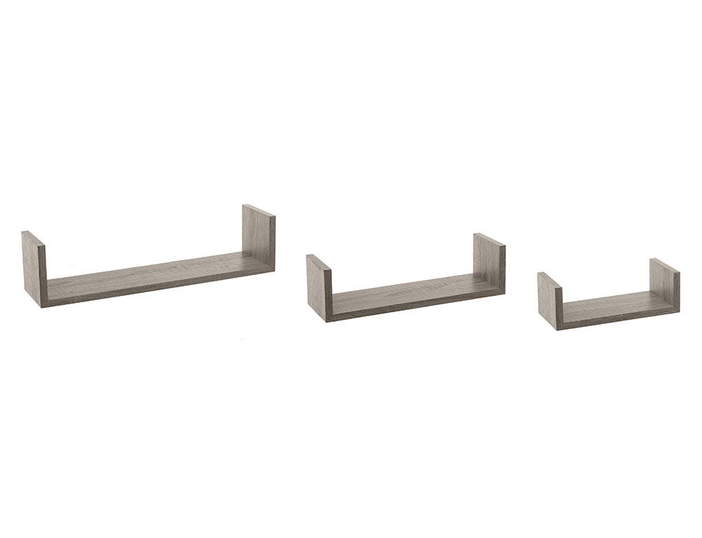 Ραφιέρες/Ράφια Τοίχου Wall Shelf Edge Oak Grey X3 138955D