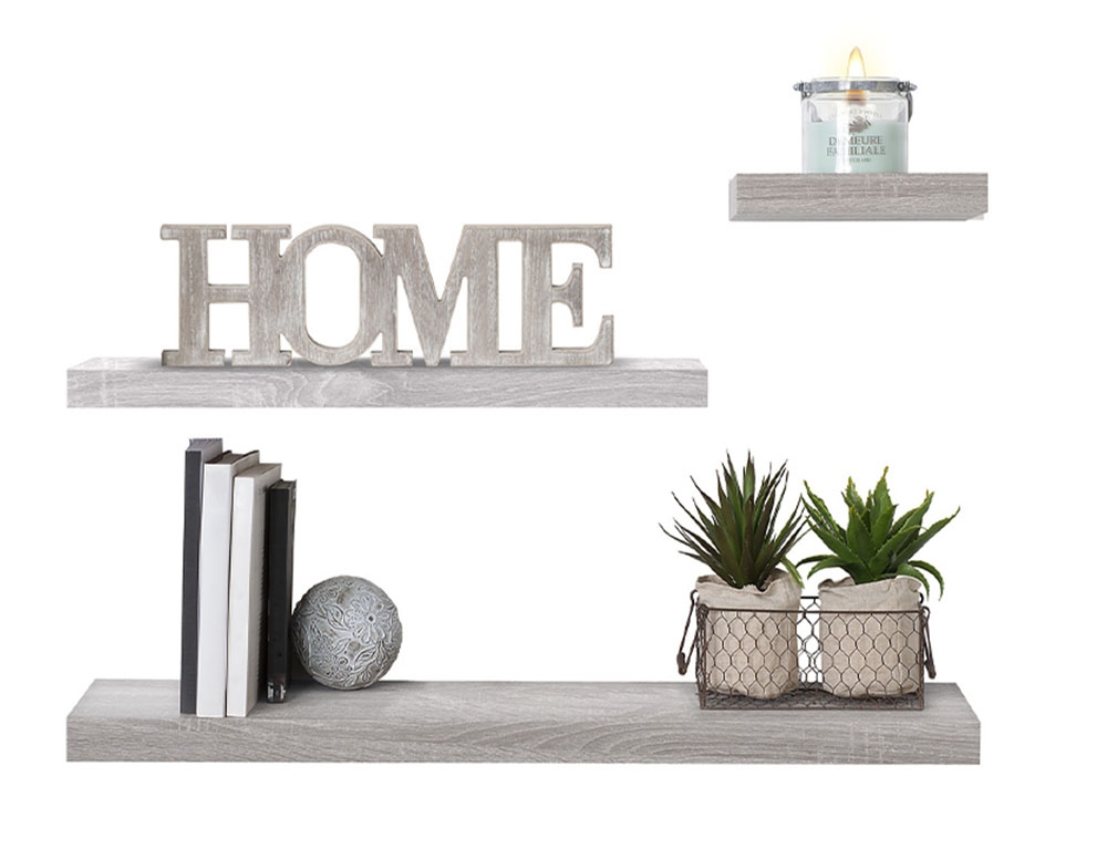 Ραφιέρες/Ράφια Τοίχου Wall Shelf Oak 60Cm Grey 138953D