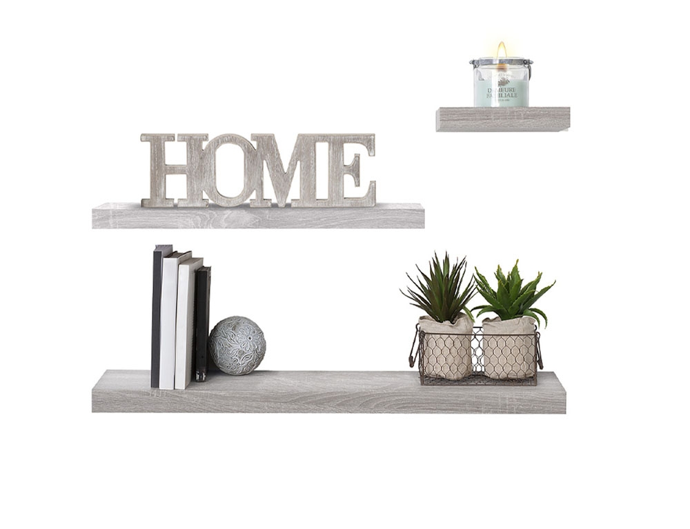 Ραφιέρες/Ράφια Τοίχου Wall Shelf Oak 80Cm Grey 138954D