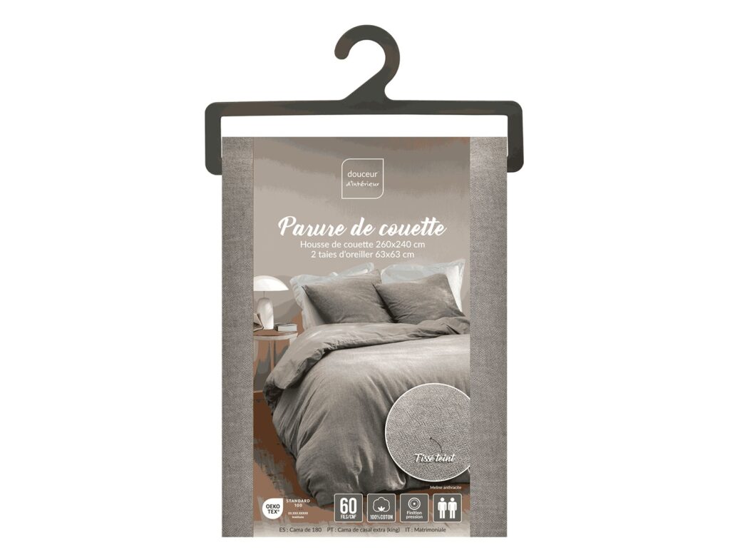 Σετ Παπλωματοθήκη-Μαξιλαροθήκη Meline Douceur D'intérieur - 240X260Cm - 3 Τμχ