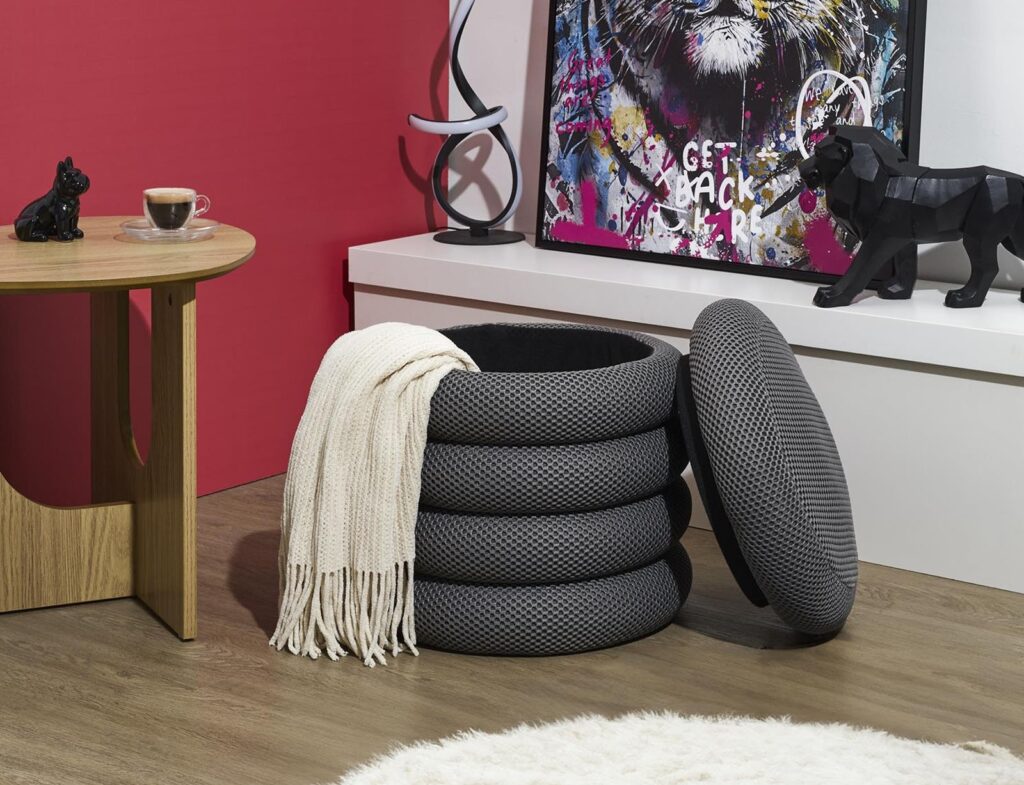 Σκαμπό-Μπαούλο Atom Home Deco Factory - 37X42Cm - Γκρι