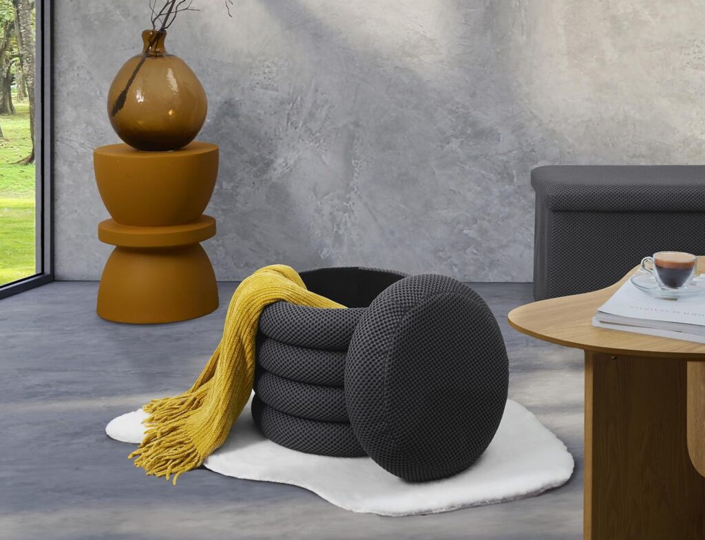 Σκαμπό-Μπαούλο Atom Home Deco Factory - 37X42Cm - Γκρι