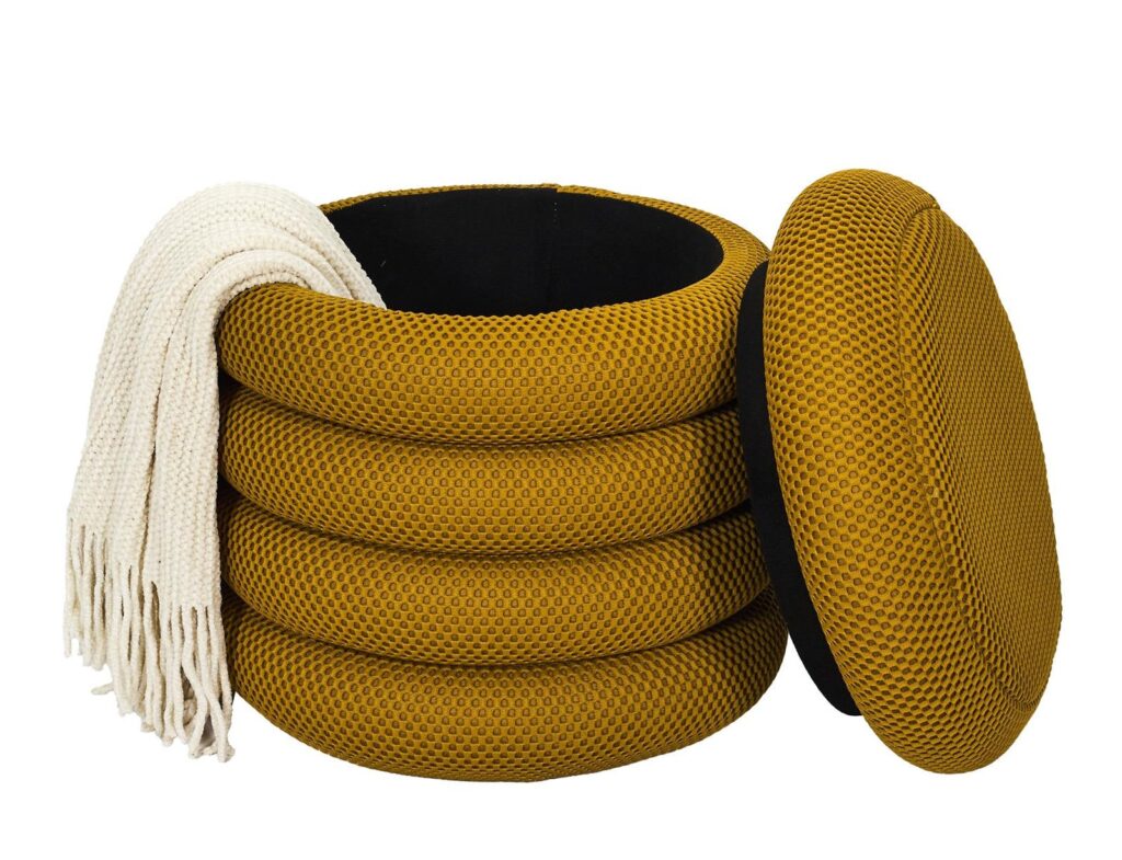 Σκαμπό-Μπαούλο Atom Home Deco Factory - 37X42Cm - Κίτρινο