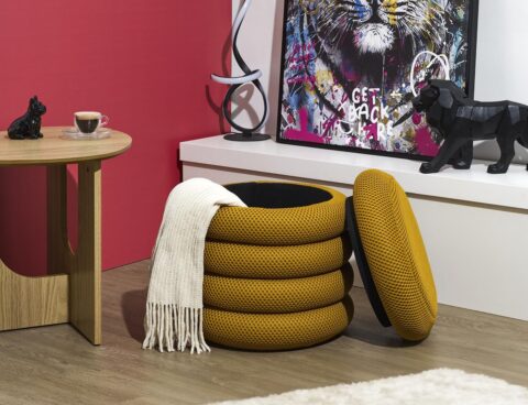 Σκαμπό-Μπαούλο Atom Home Deco Factory - 37X42Cm - Κίτρινο