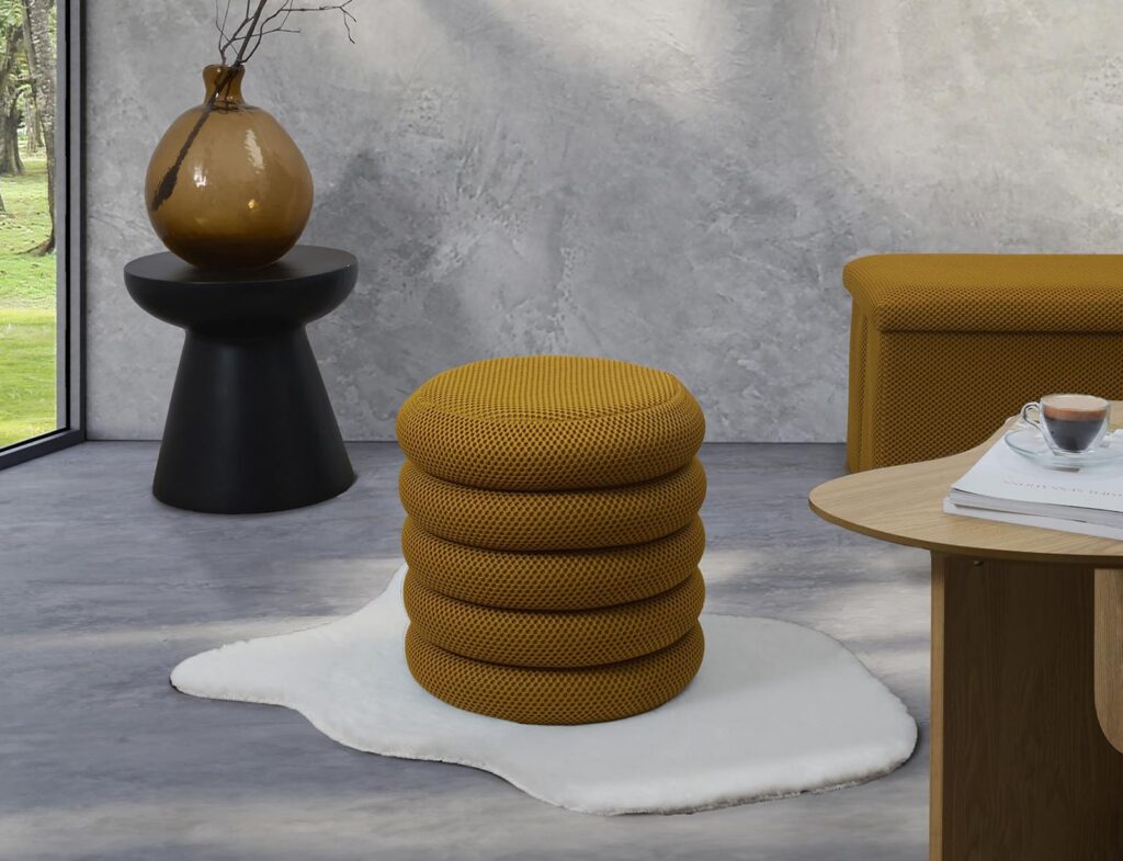 Σκαμπό-Μπαούλο Atom Home Deco Factory - 37X42Cm - Κίτρινο