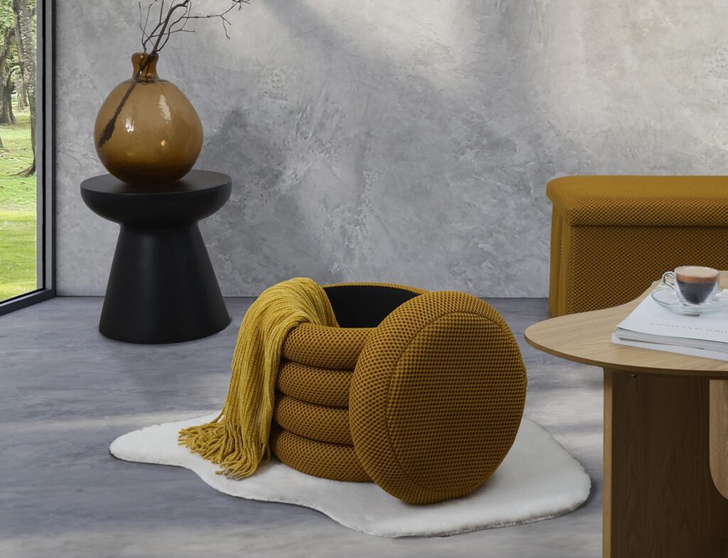 Σκαμπό-Μπαούλο Atom Home Deco Factory - 37X42Cm - Κίτρινο