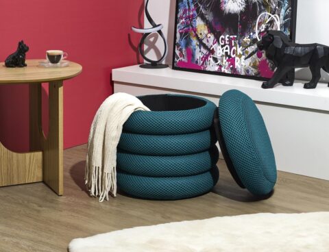 Σκαμπό-Μπαούλο Atom Home Deco Factory - 37X42Cm - Μπλε