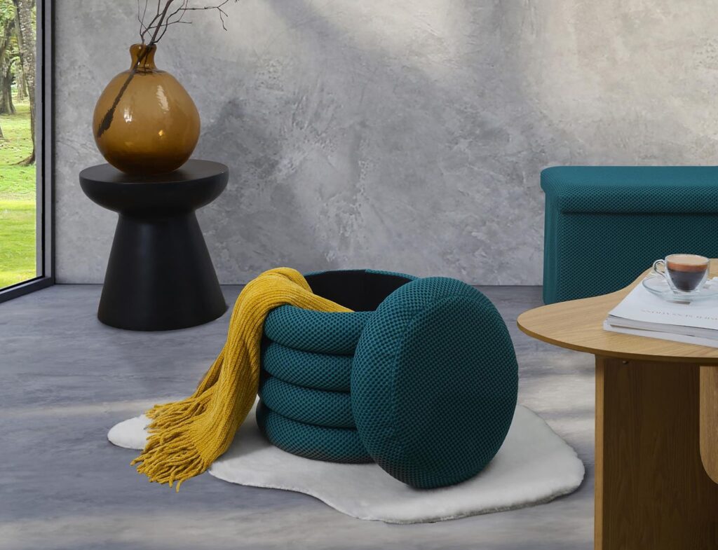 Σκαμπό-Μπαούλο Atom Home Deco Factory - 37X42Cm - Μπλε