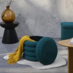Σκαμπό-Μπαούλο Atom Home Deco Factory - 37X42Cm - Μπλε