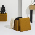 Σκαμπό-Μπαούλο Atom Home Deco Factory - 38X38X38Cm - Κίτρινο