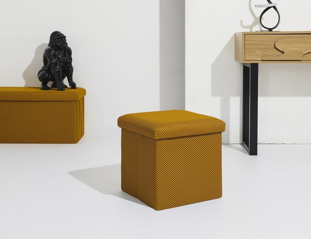 Σκαμπό-Μπαούλο Atom Home Deco Factory - 38X38X38Cm - Κίτρινο