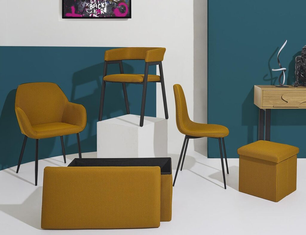 Σκαμπό-Μπαούλο Atom Home Deco Factory - 38X38X38Cm - Κίτρινο