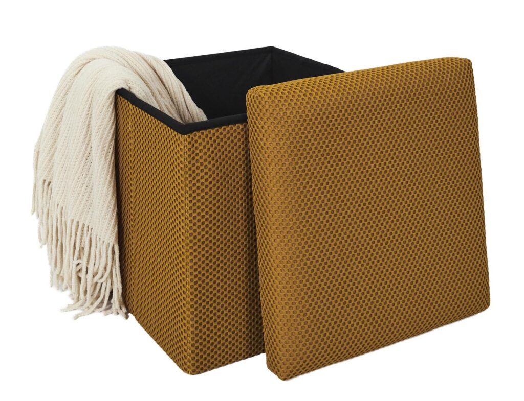 Σκαμπό-Μπαούλο Atom Home Deco Factory - 38X38X38Cm - Κίτρινο