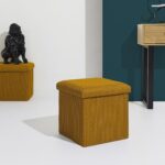 Σκαμπό-Μπαούλο Atom Home Deco Factory - 38X38X38Cm - Κίτρινο