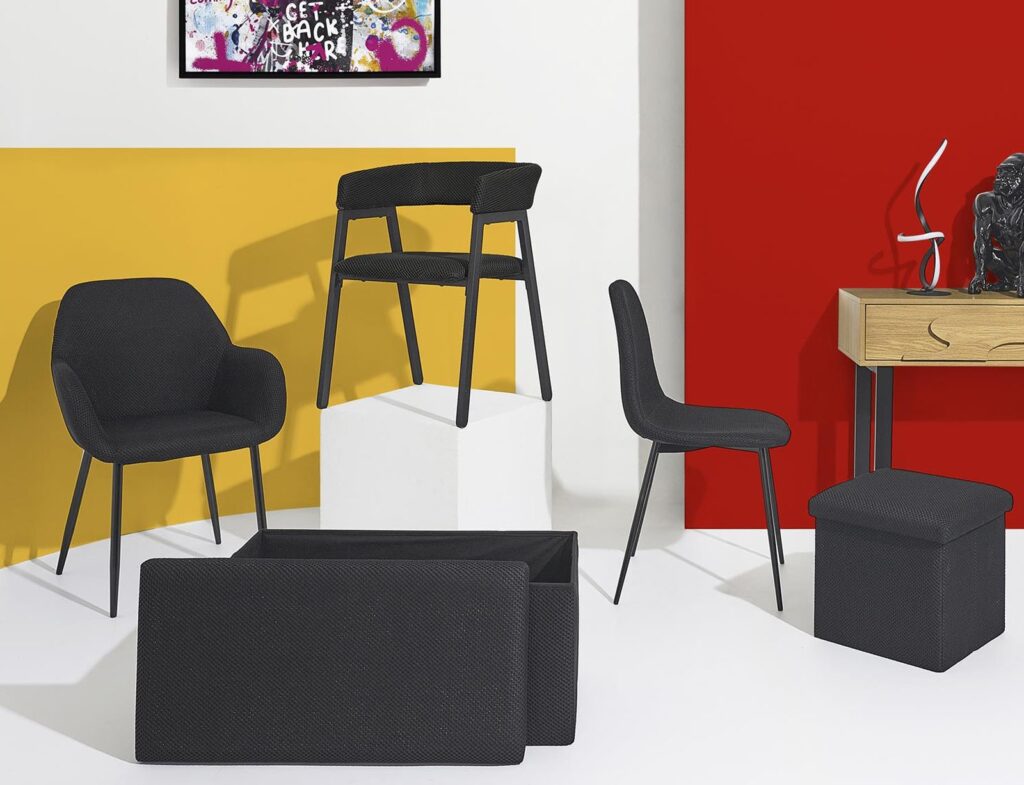 Σκαμπό-Μπαούλο Atom Home Deco Factory - 38X38X38Cm - Μαύρο