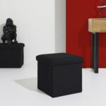 Σκαμπό-Μπαούλο Atom Home Deco Factory - 38X38X38Cm - Μαύρο