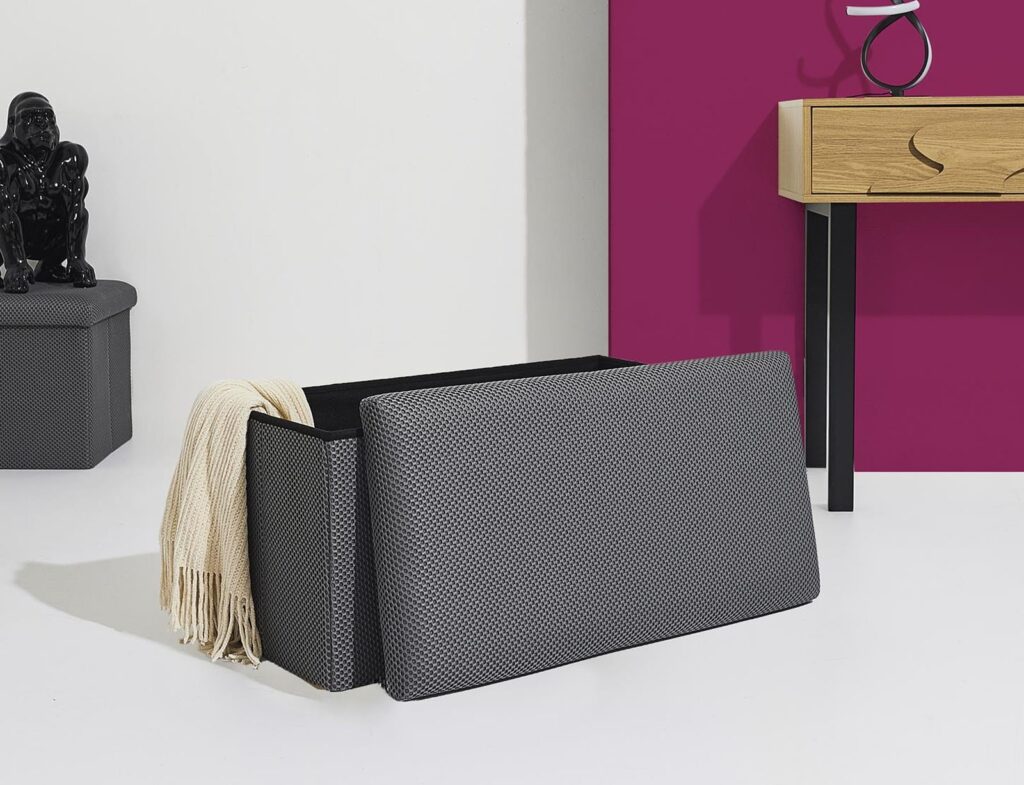 Σκαμπό-Μπαούλο Atom Home Deco Factory - 76X38X38Cm - Γκρι