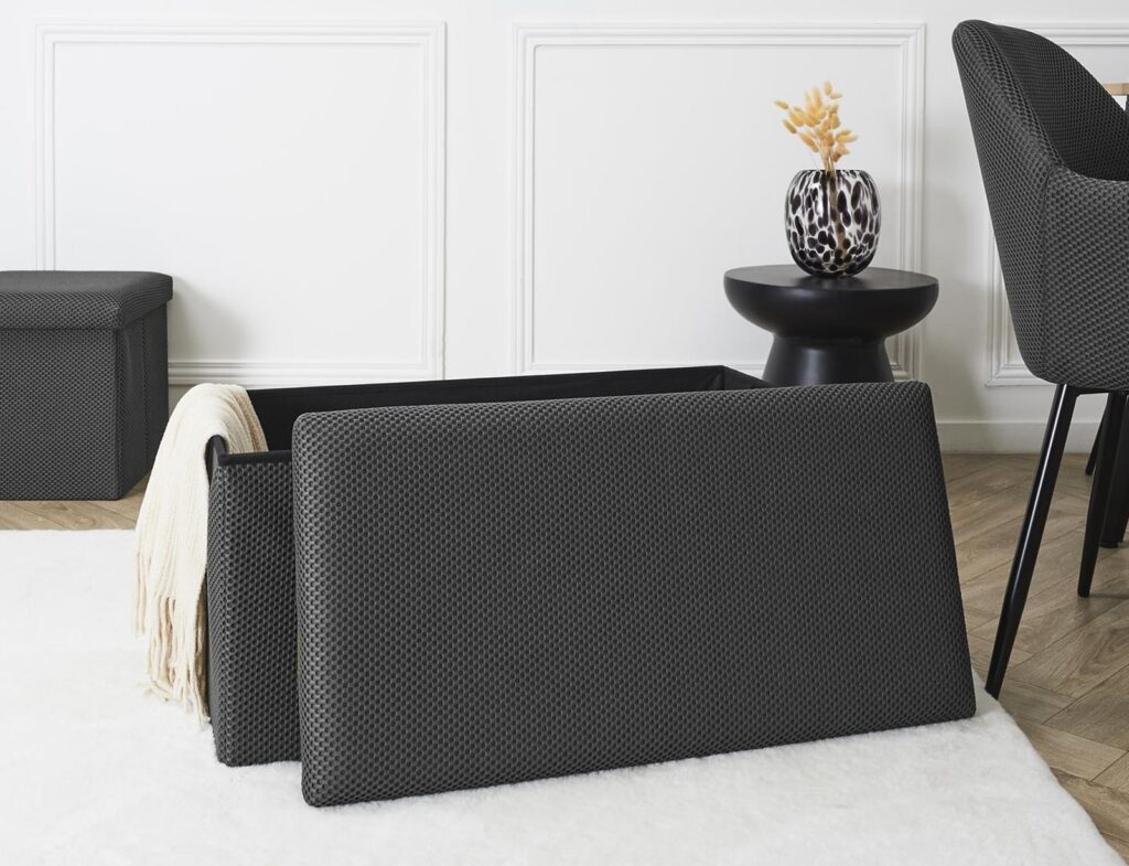 Σκαμπό-Μπαούλο Atom Home Deco Factory - 76X38X38Cm - Γκρι