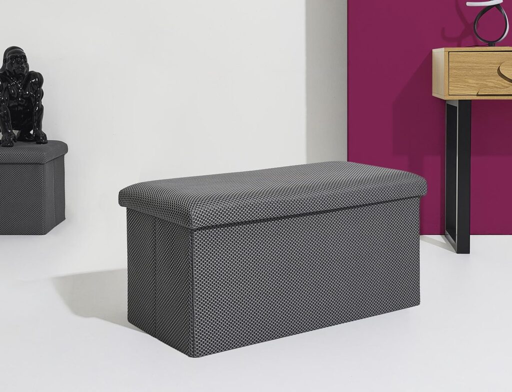 Σκαμπό-Μπαούλο Atom Home Deco Factory - 76X38X38Cm - Γκρι