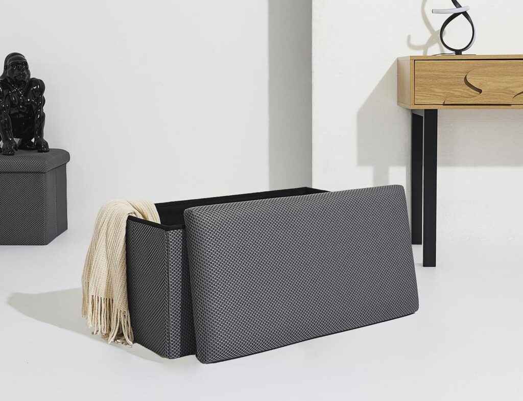 Σκαμπό-Μπαούλο Atom Home Deco Factory - 76X38X38Cm - Γκρι