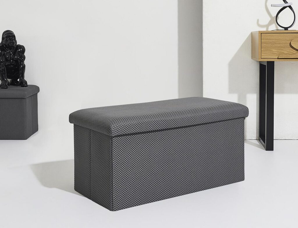 Σκαμπό-Μπαούλο Atom Home Deco Factory - 76X38X38Cm - Γκρι