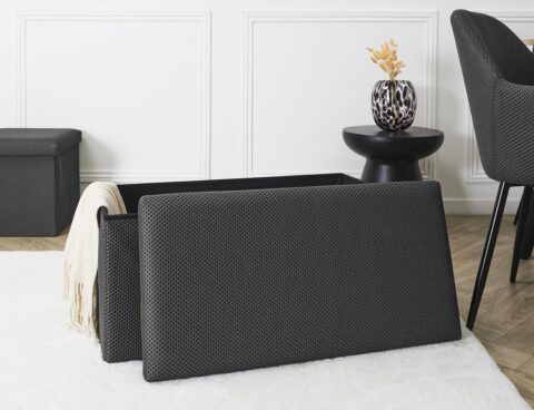 Σκαμπό-Μπαούλο Atom Home Deco Factory - 76X38X38Cm - Γκρι