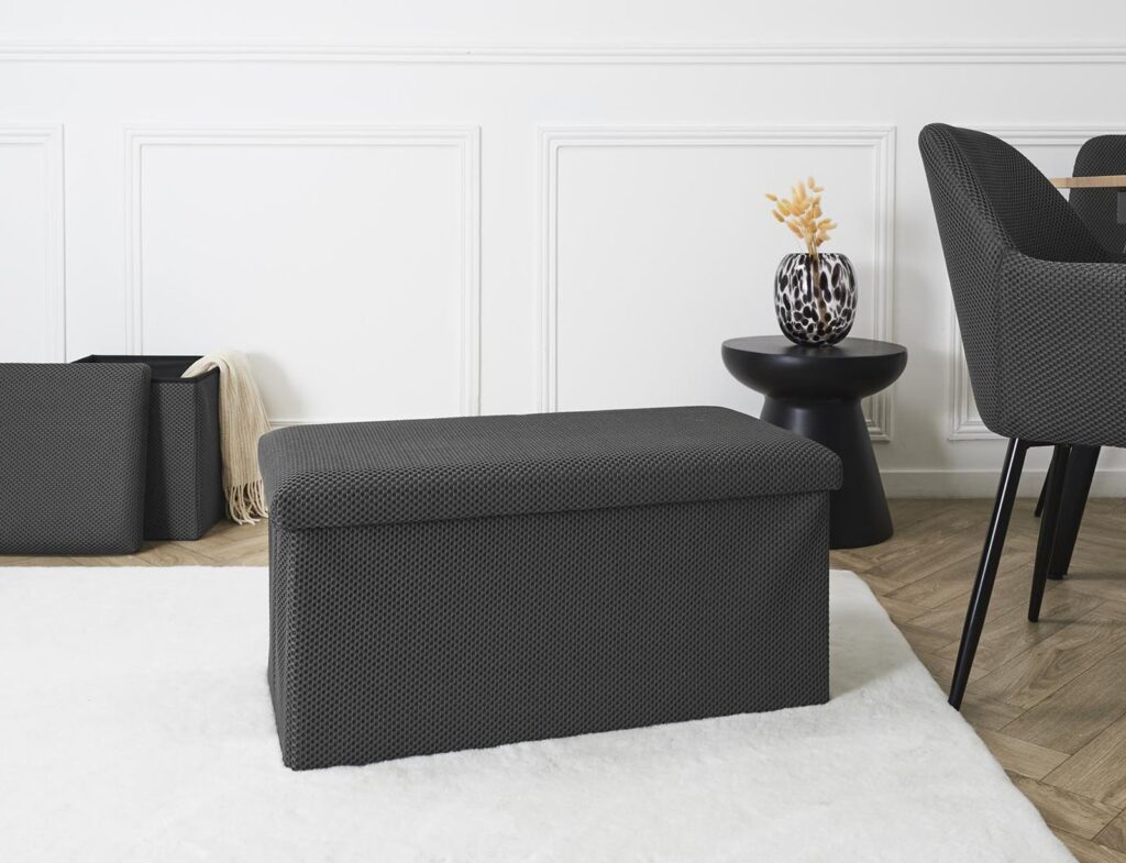 Σκαμπό-Μπαούλο Atom Home Deco Factory - 76X38X38Cm - Γκρι