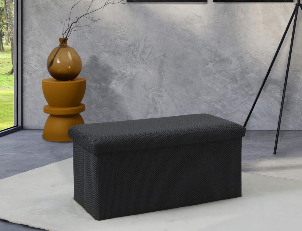 Σκαμπό-Μπαούλο Atom Home Deco Factory - 76X38X38Cm - Γκρι