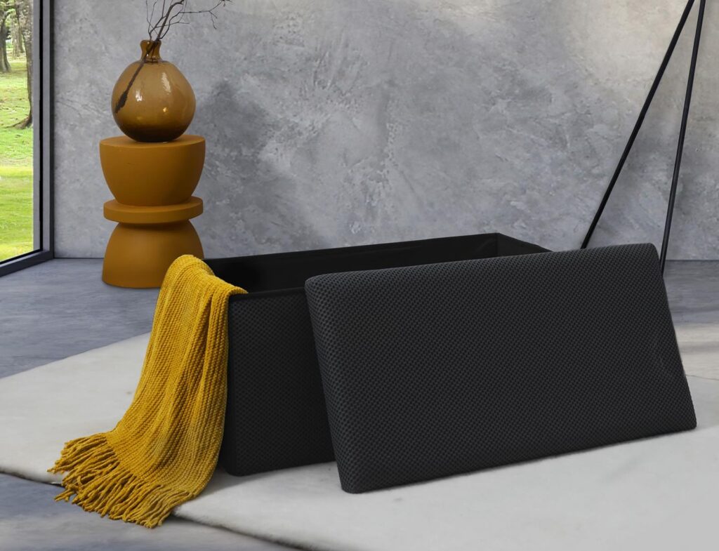 Σκαμπό-Μπαούλο Atom Home Deco Factory - 76X38X38Cm - Γκρι