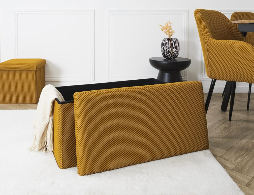 Σκαμπό-Μπαούλο Atom Home Deco Factory - 76X38X38Cm - Κίτρινο
