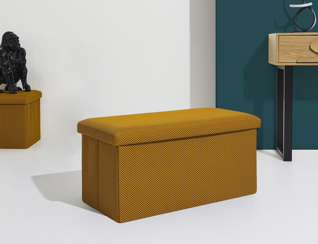 Σκαμπό-Μπαούλο Atom Home Deco Factory - 76X38X38Cm - Κίτρινο