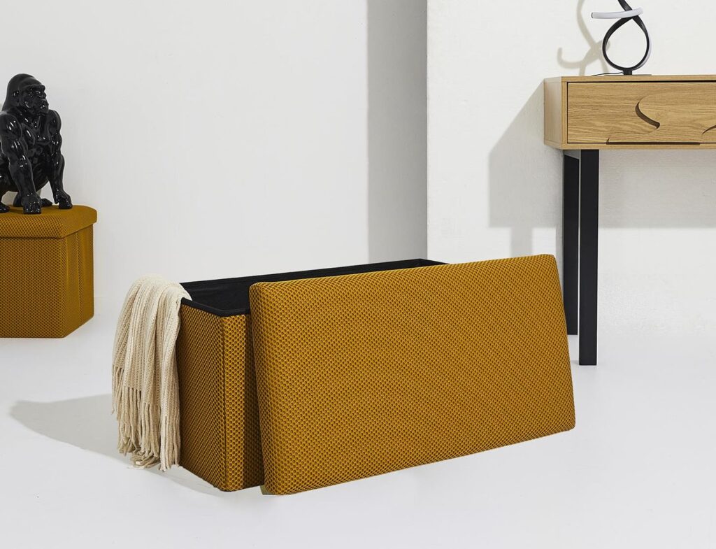 Σκαμπό-Μπαούλο Atom Home Deco Factory - 76X38X38Cm - Κίτρινο