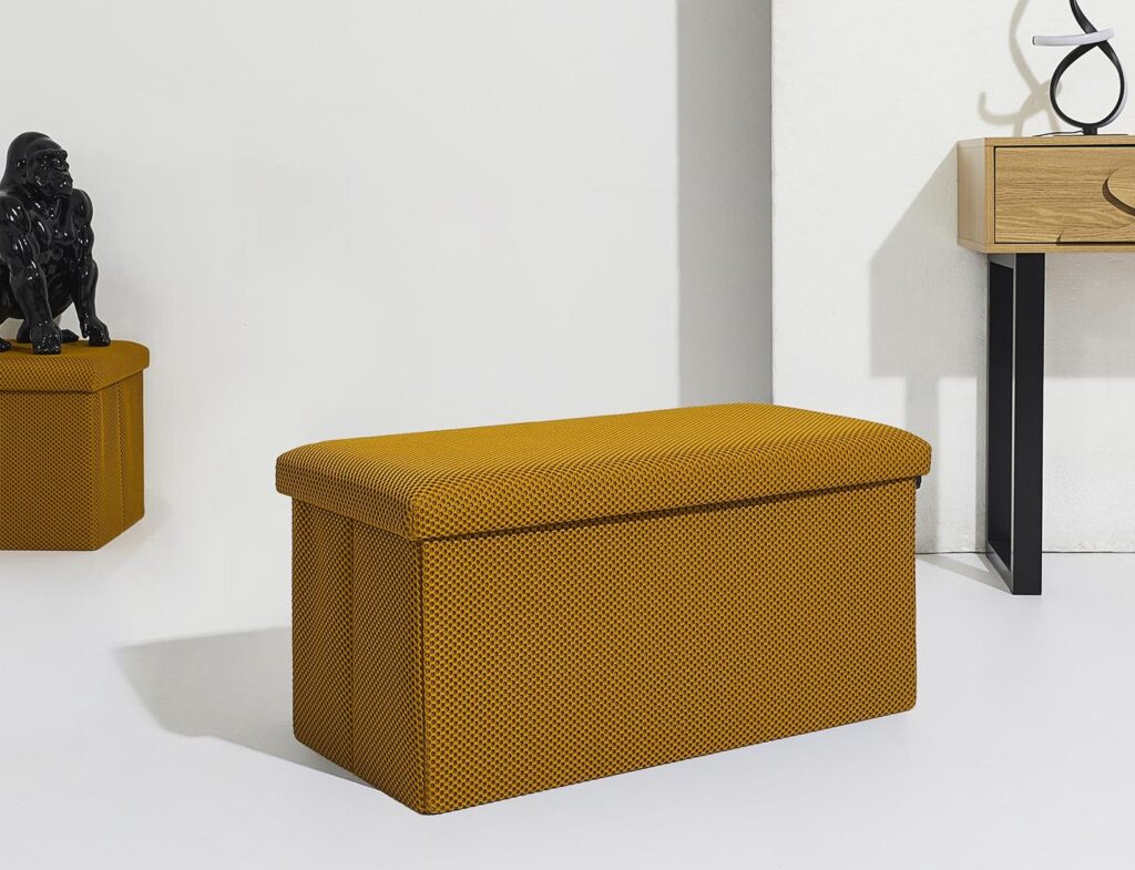 Σκαμπό-Μπαούλο Atom Home Deco Factory - 76X38X38Cm - Κίτρινο