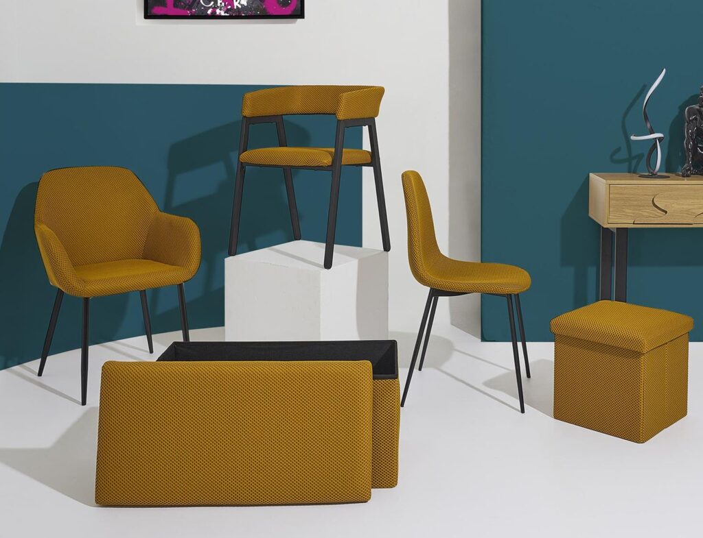 Σκαμπό-Μπαούλο Atom Home Deco Factory - 76X38X38Cm - Κίτρινο
