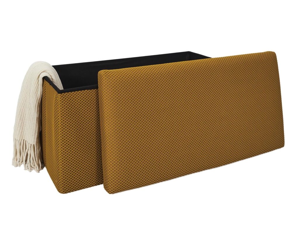 Σκαμπό-Μπαούλο Atom Home Deco Factory - 76X38X38Cm - Κίτρινο