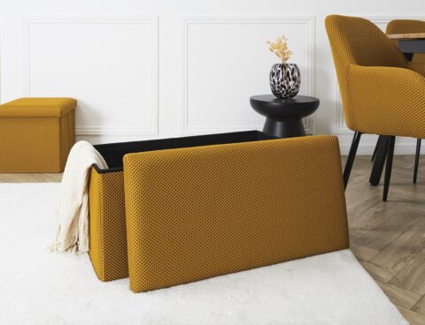 Σκαμπό-Μπαούλο Atom Home Deco Factory - 76X38X38Cm - Κίτρινο