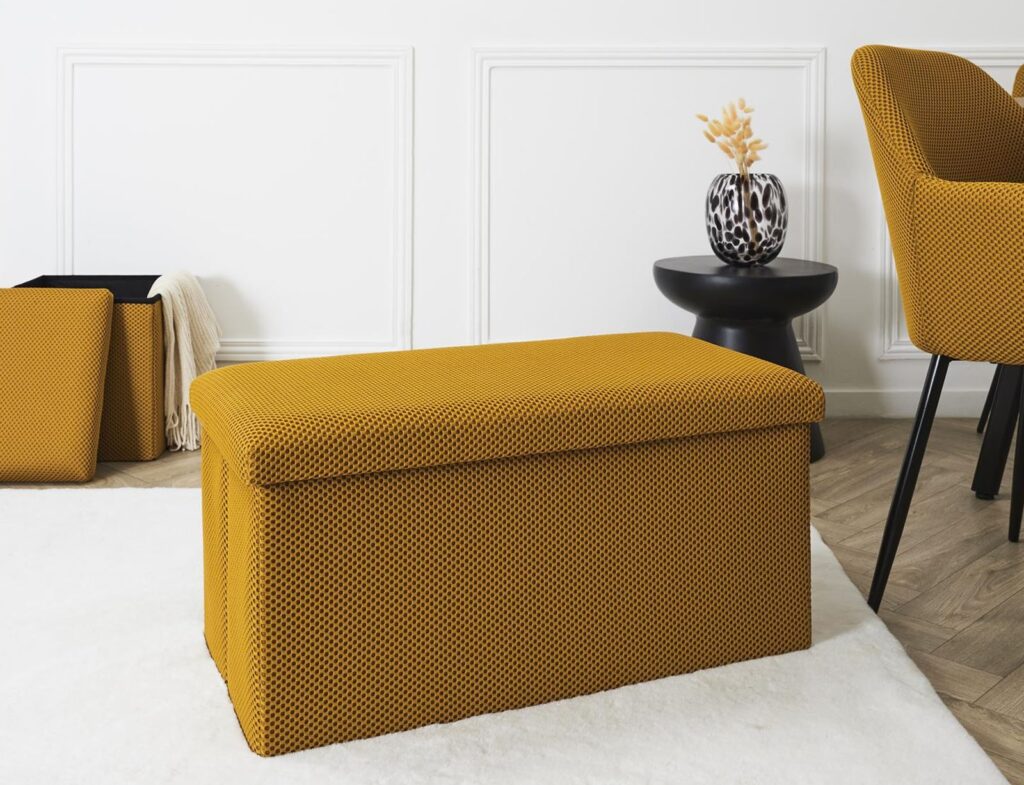 Σκαμπό-Μπαούλο Atom Home Deco Factory - 76X38X38Cm - Κίτρινο