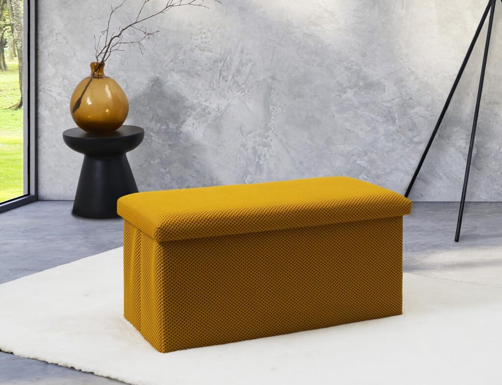 Σκαμπό-Μπαούλο Atom Home Deco Factory - 76X38X38Cm - Κίτρινο